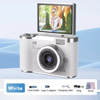 4K CCD Digital Camera for Student 48MP Compact Digital Photography Camera 180°Flip Screen Selfile Camera for Kid Adult Beginners