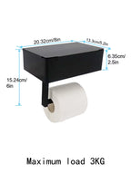 A Black Iron Wall-Mounted Toilet Paper and Wet Wipes Holder for the Bathroom, Complete with Storage Space