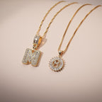 2 Count Initial Letter Pendant Necklaces with Zircon Stones for Women 26 Alphabet Necklace Fashion Jewelry for Parties & Birthdays Valentine'S Day Gift Deals for You Days