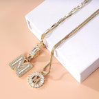 2 Count Initial Letter Pendant Necklaces with Zircon Stones for Women 26 Alphabet Necklace Fashion Jewelry for Parties & Birthdays Valentine'S Day Gift Deals for You Days