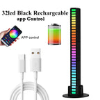 32Led RGB Music Rhythm Light Bar Rechargeable APP Control Rgb Sound Activated Night Light Music Rhythm Light Car Gaming