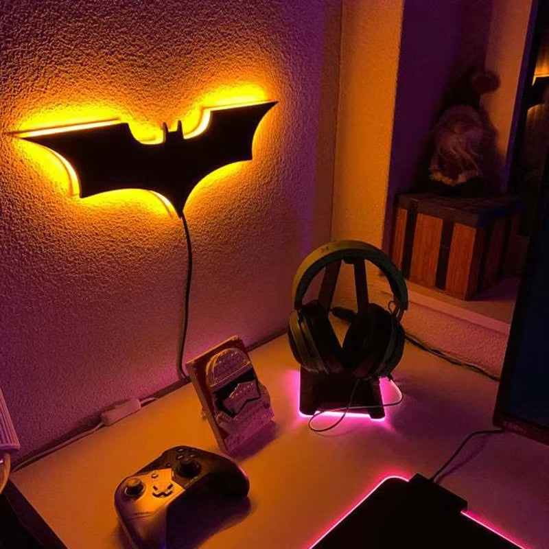 3D Bat Wall Lamp with RGB LED Lighting and Remote Control for Bedroom, Living Room, and Hallway Decor