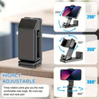 Foldable Adjustable Airplane Phone Holder Stand Portable Travel Desk for Flight Train and Car Seats Rotatable Selfie Capable