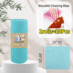 Reusable Cleaning Wipe Household Kitchen Cloth Microfiber Towel Rolls Dish Rags Wash Paper Towel Replacement 1 Roll of 20 Sheets